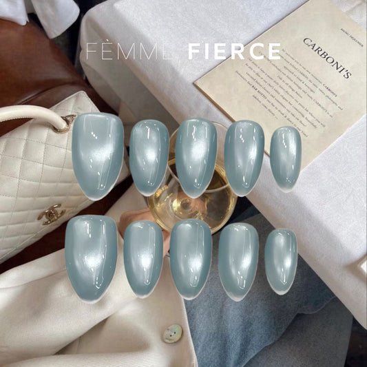 glazed chrome press on nails everyday look