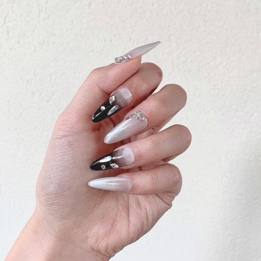 gradient almond press on nails glossy finish