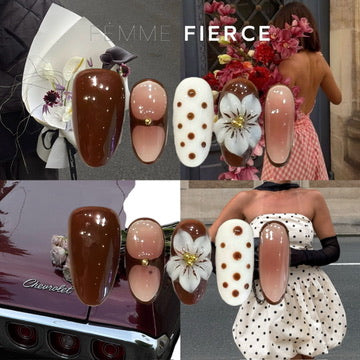 cute vintage nails glossy brown aesthetic