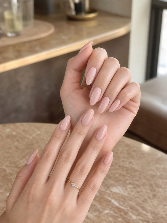 clean girl glossy pink nails
