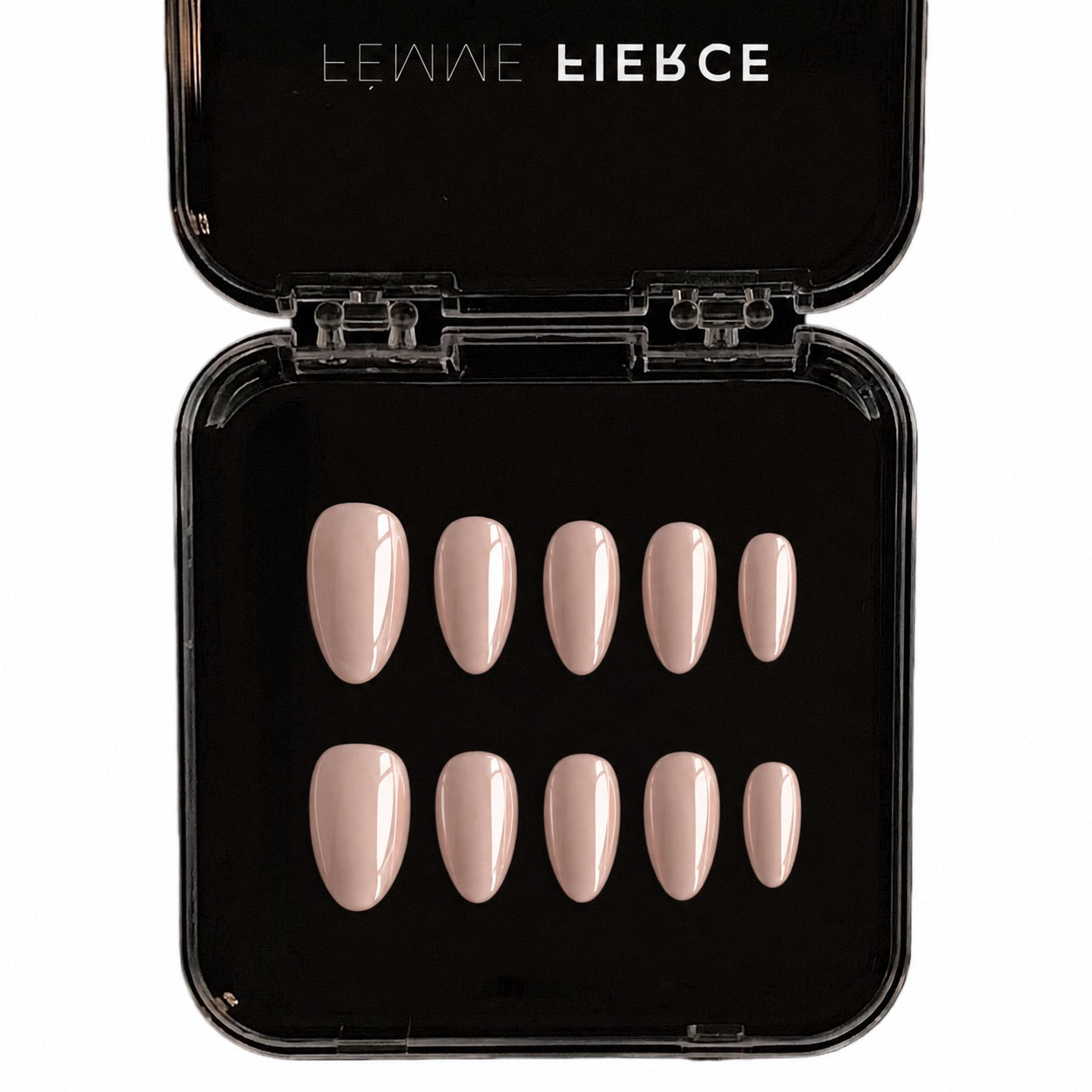 Glass Nude press on nails in sheer nude color with glossy finish
