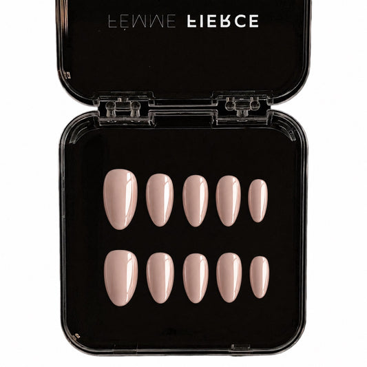 Glass Nude press on nails in sheer nude color with glossy finish
