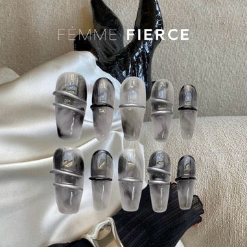 minimal edgy press on nails with marble pattern