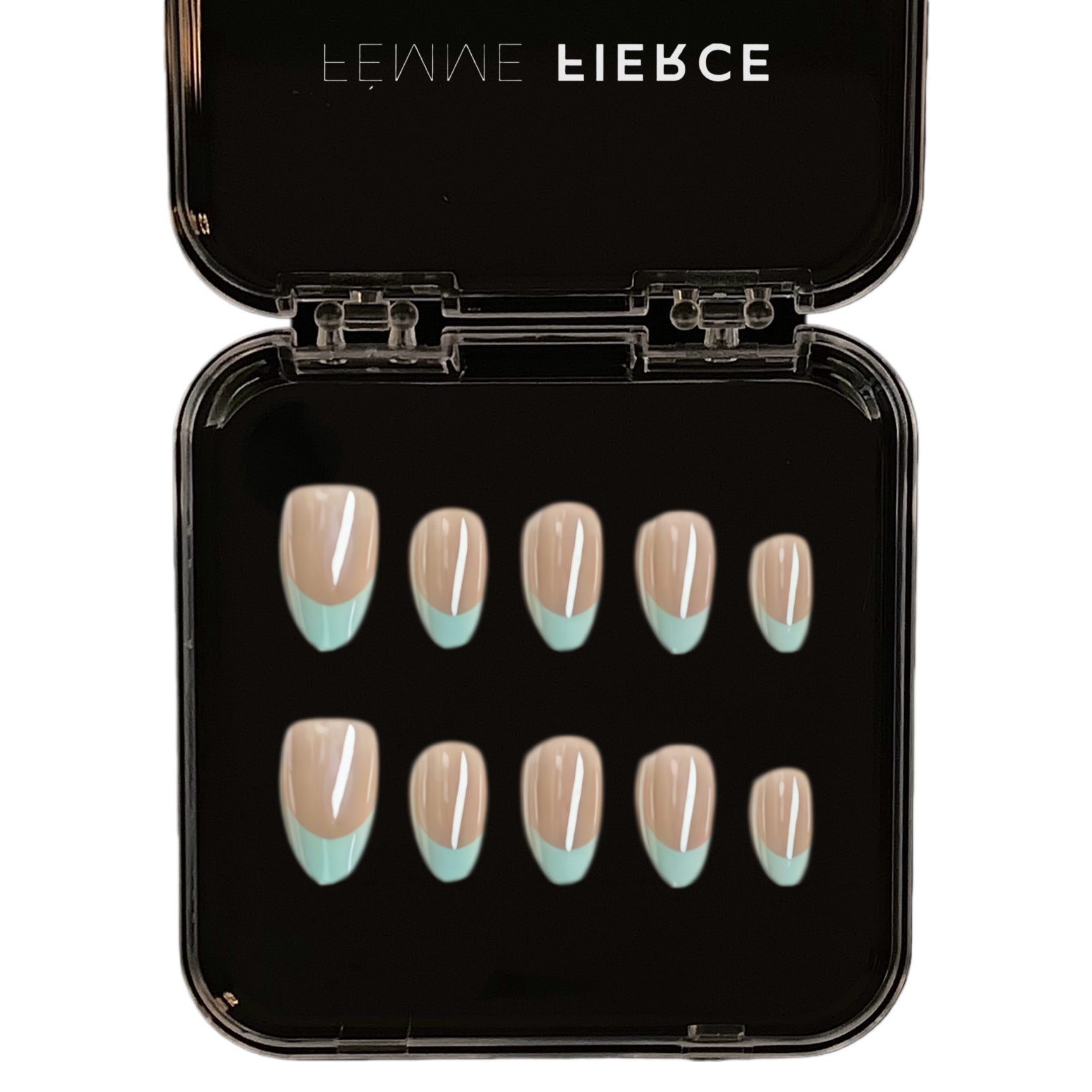 white french tip almond press on nails