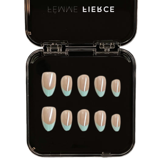 white french tip almond press on nails