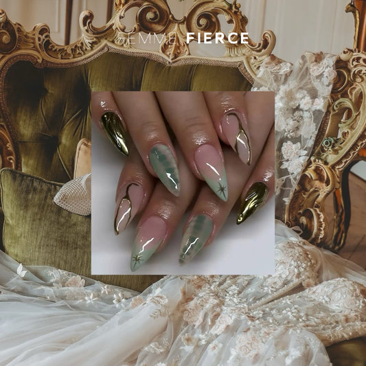 luxury green chrome nails for special occasions