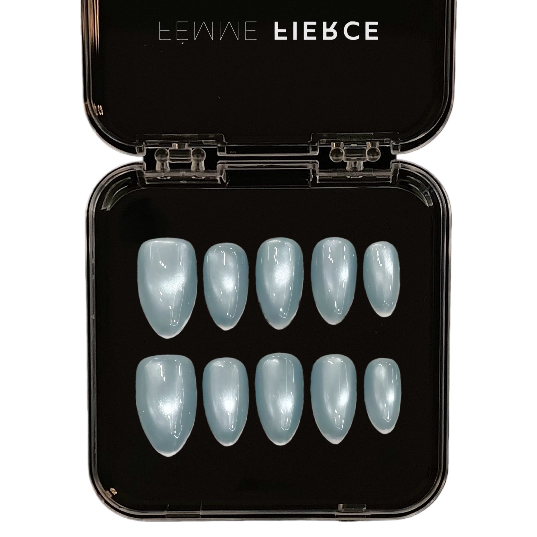 silver chrome press on nails almond shape