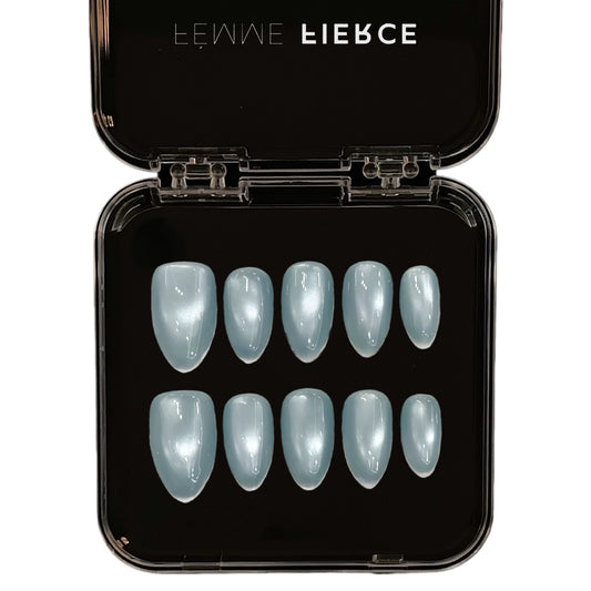 silver chrome press on nails almond shape