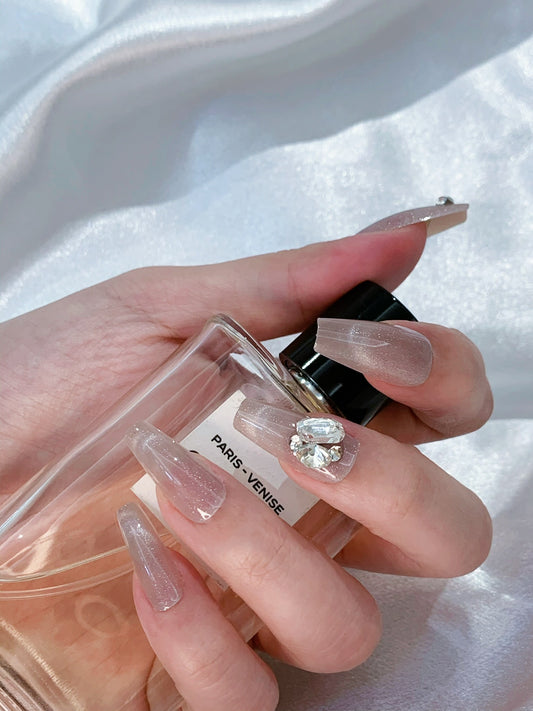 luxury glam nails coffin shape high shine design 