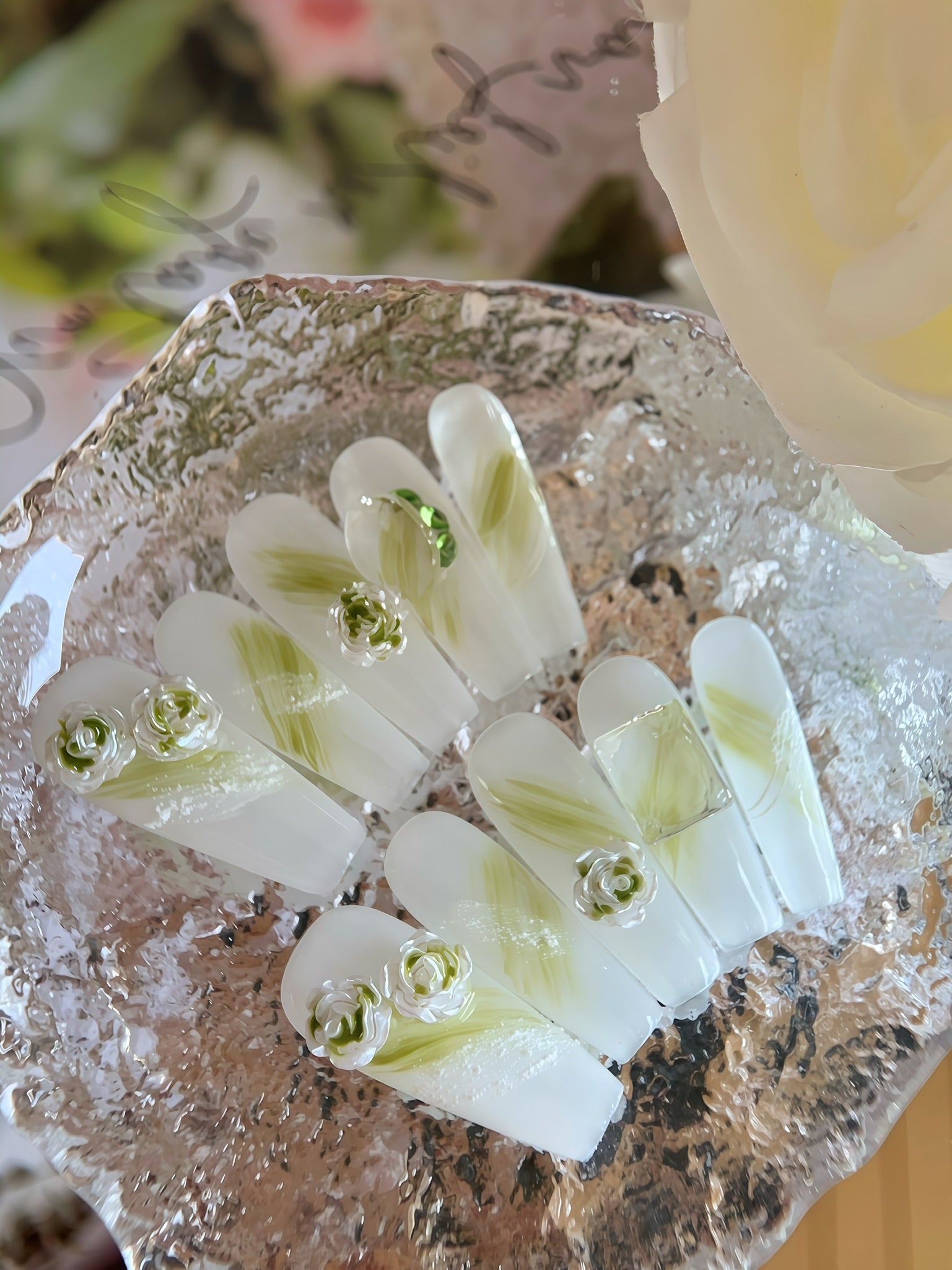 romantic spring press on nails glossy finish