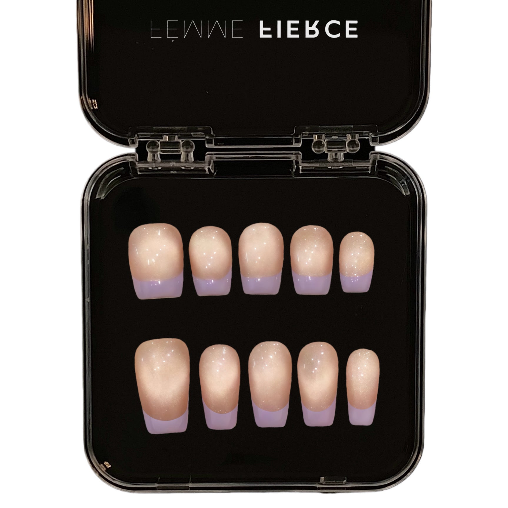 lilac french tip press on nails with nude base