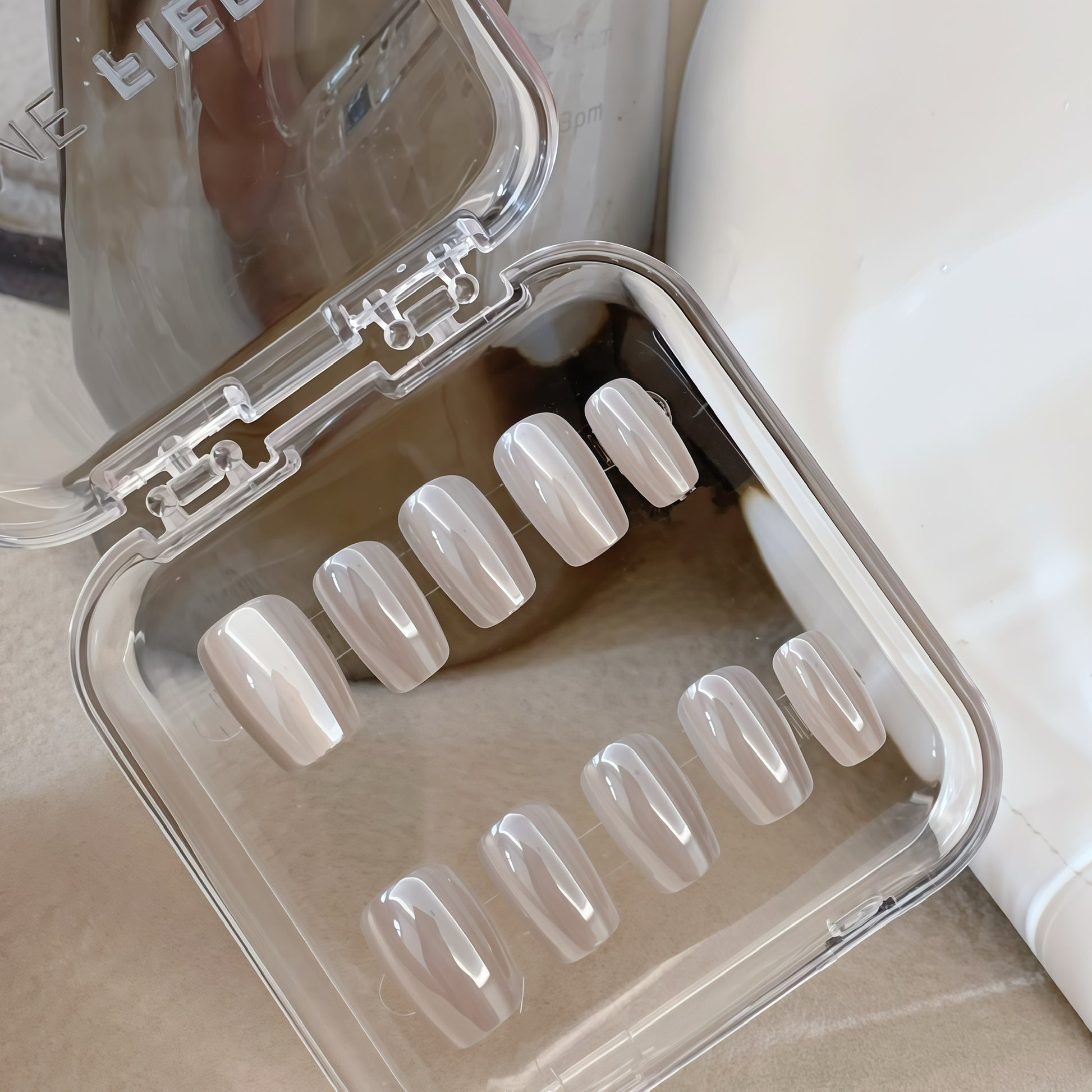 futuristic chrome nails high shine press on