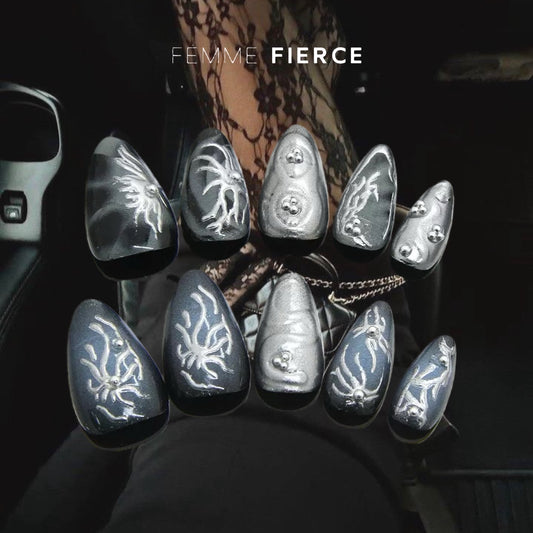 cool girl chrome press on nails glossy finish