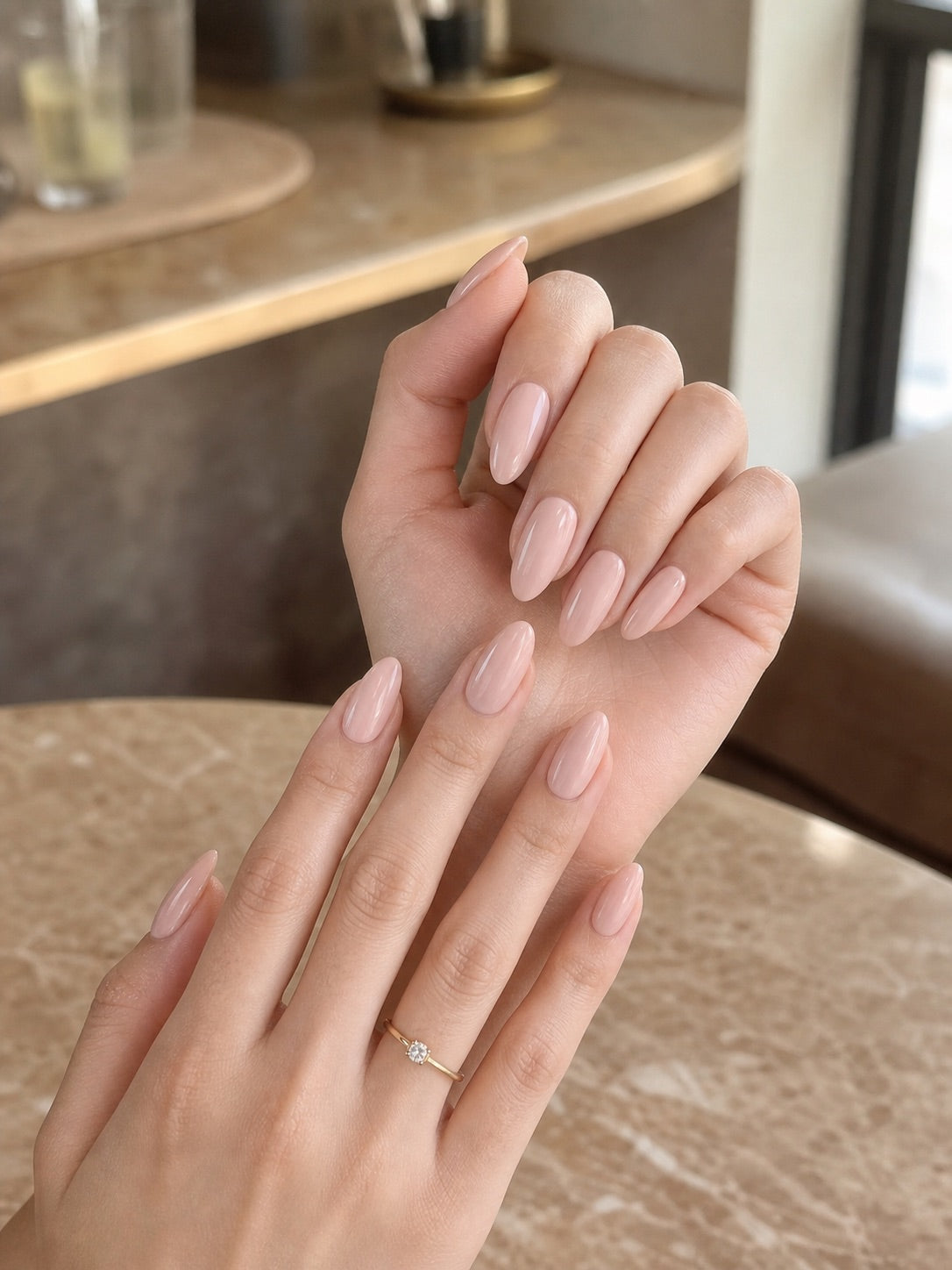 clean girl glossy pink nails