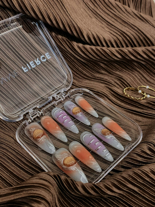 luxury art nails sculpted detail press on nails