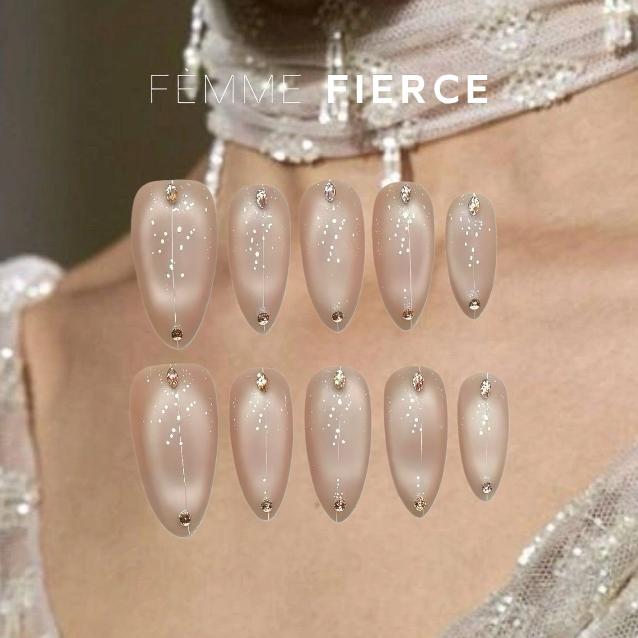 mirror effect press on nails for soft glam look