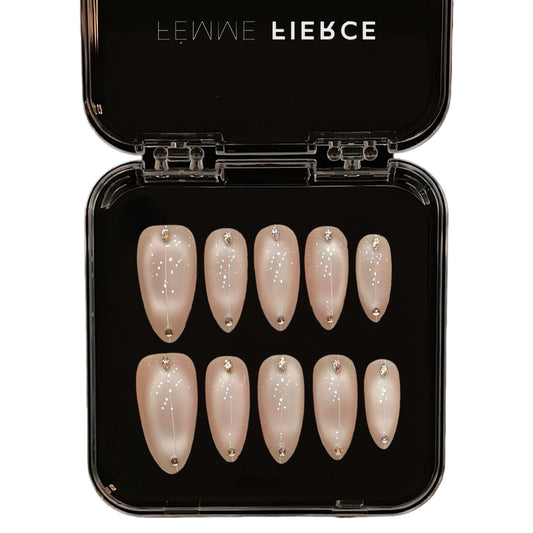 rose gold chrome press on nails with mirror finish