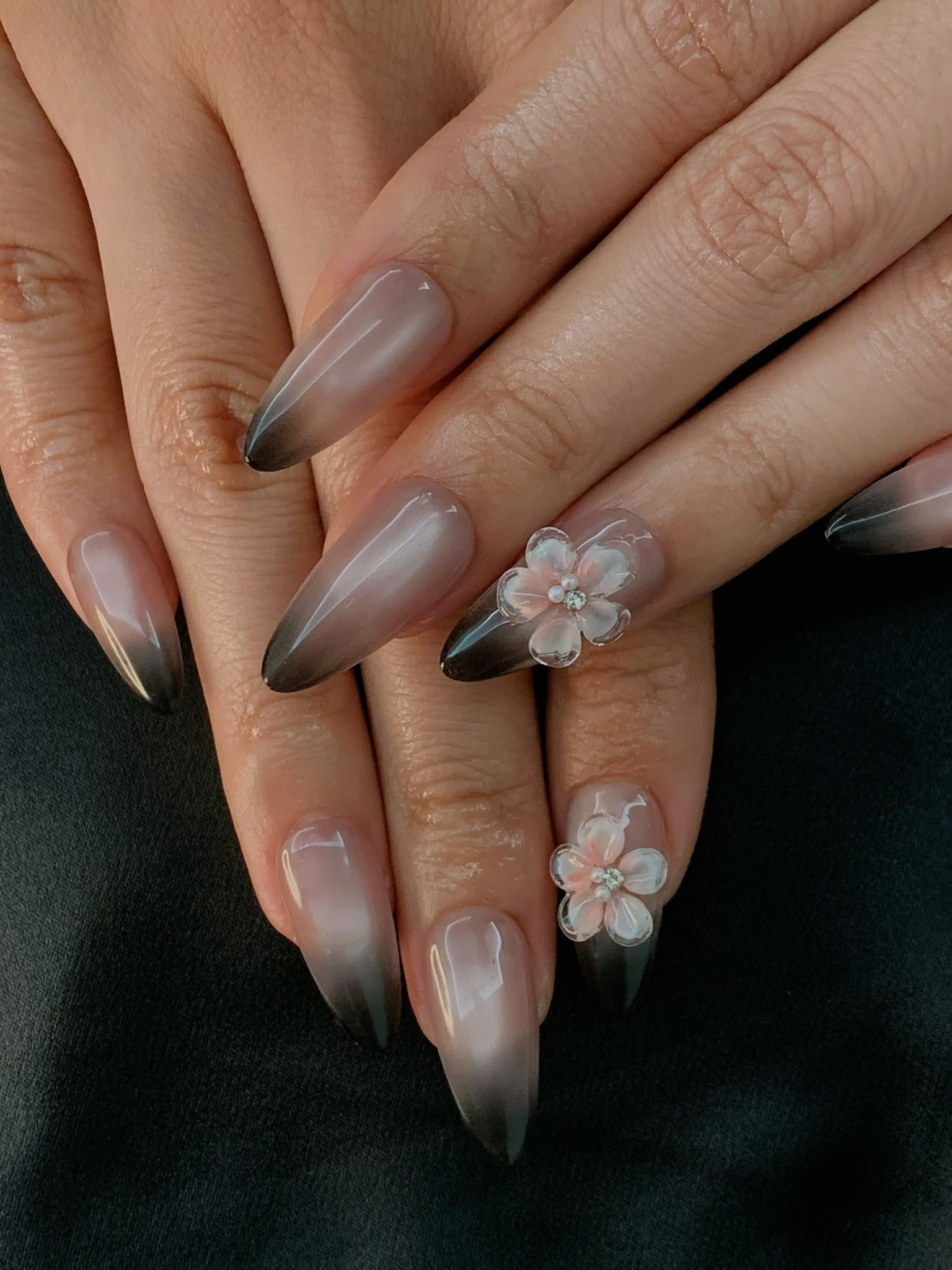 everyday press on nails with subtle flower decoration